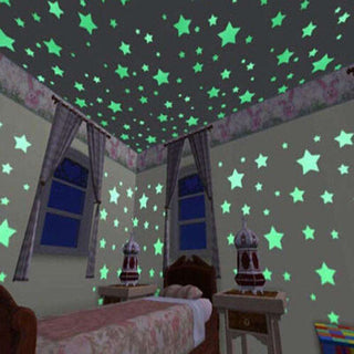 100 Pcs 3D Stars Glow in The Dark Luminous on Wall Stickers for Living Room